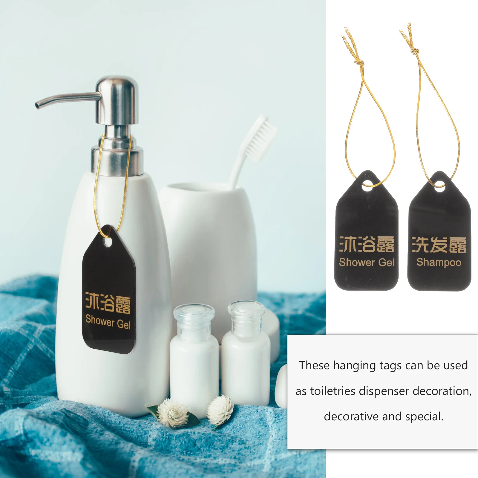 

1Set Acrylic Dispenser Tags Shampoo Label Tag Shower Gel Tag Bathroom Toiletries Identification Home Hotel Labels