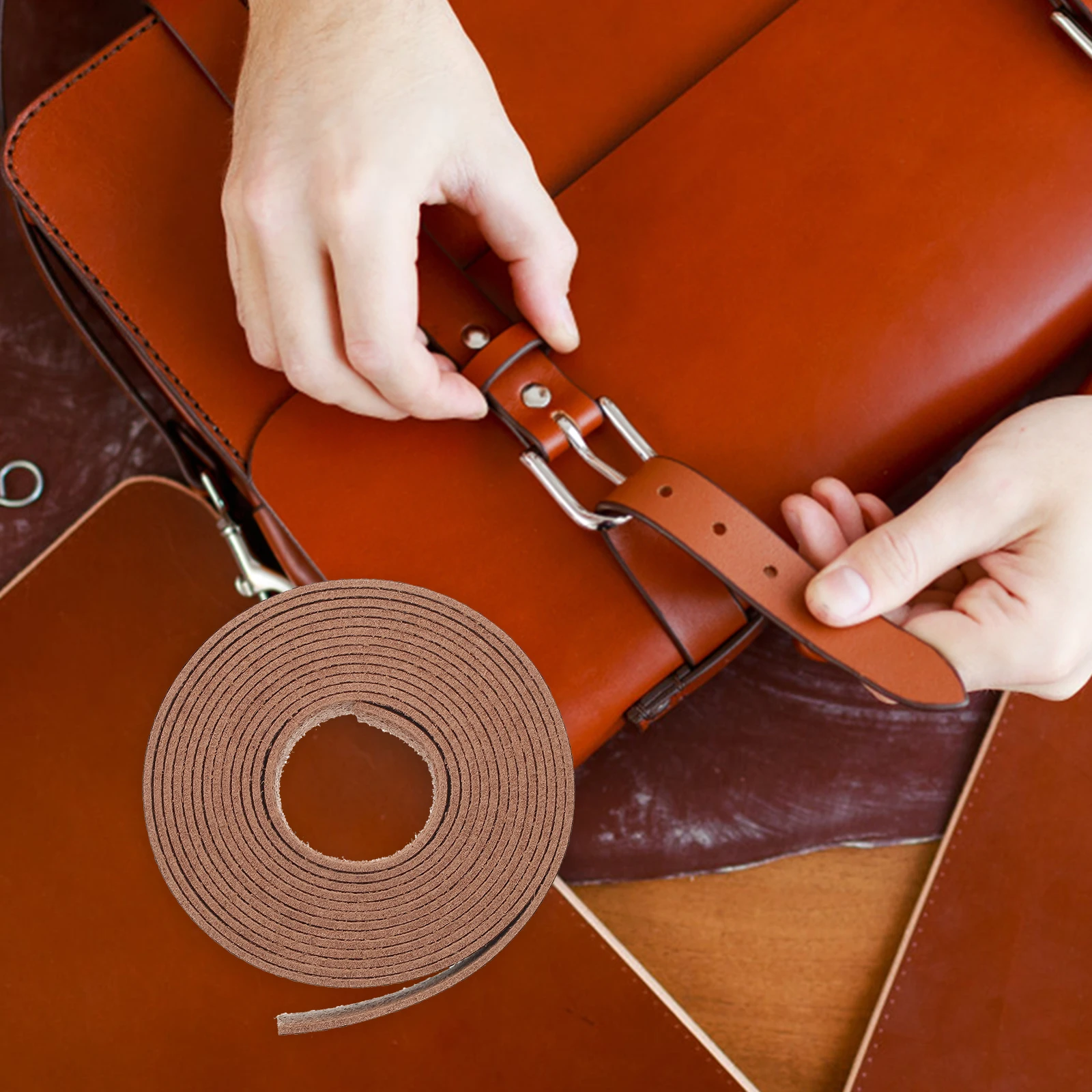 

1 Roll 2M Pu Strap Flat Diy Craft Material For Bag Belt Making Semi-Finished Strip Crafting Accessory