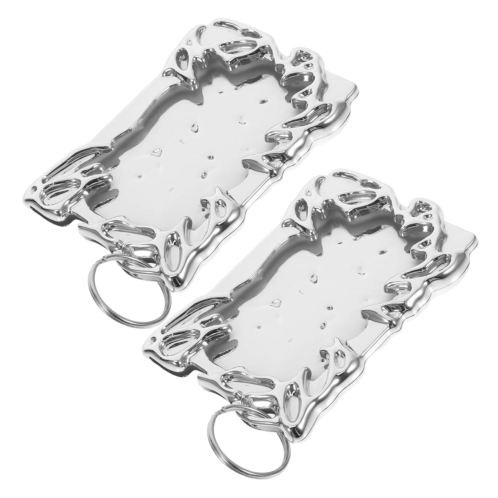 

2Pcs Unique Shape Photo Card Holder Shiny Plastic Keychain Frame Compact Tabletop Picture Display for Home Decor Tiny Photo