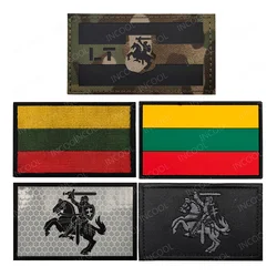 Lithuania Flag Embroidered Patches National IR Reflective Lithuanian Flags Armband PVC Rubber Decorative Patch For Clothing Cap