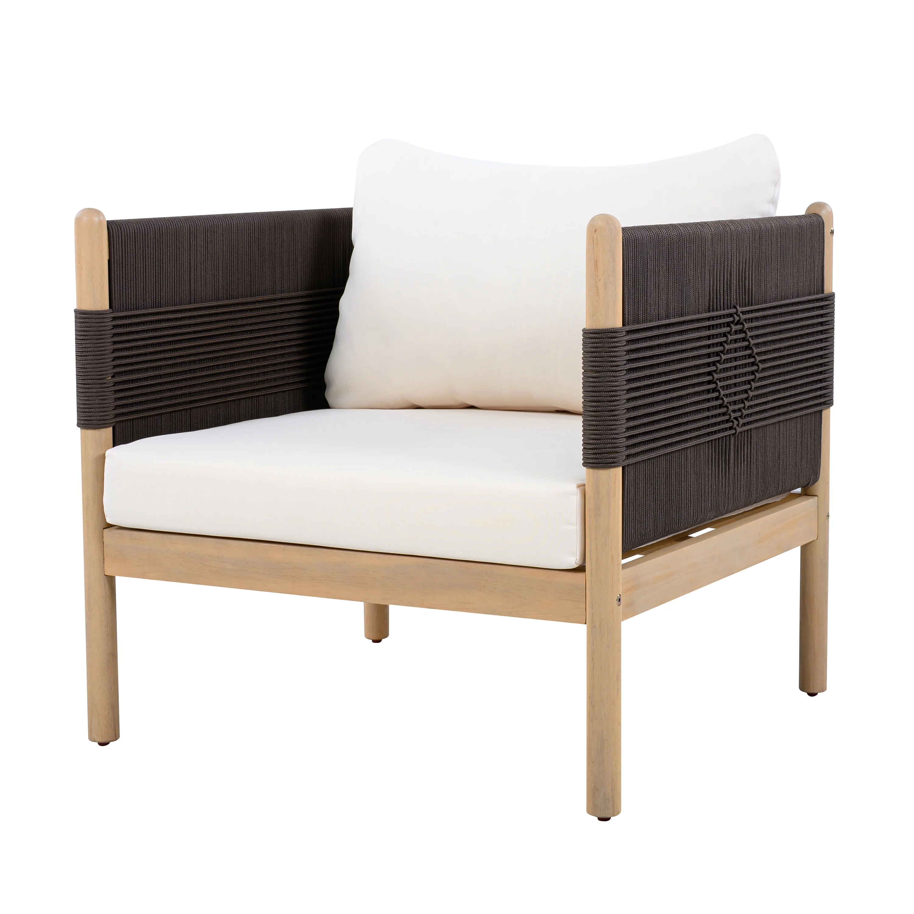 Outdoor Furniture No Cushions - Outdoor Solid Acacia Wood Club Chair