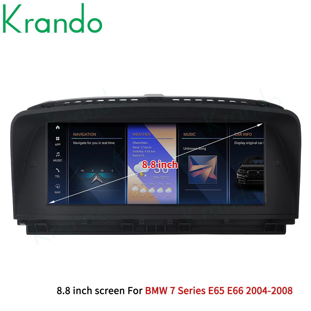 Krando Android 12.0 8.8 Inch Car Radio For BMW 7 Series E65 E66 2004 - 2009 Wireless Carplay GPS Multimedia 4G SIM Head Unit