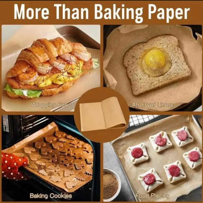 200Pcs Air Fryer Parchment Paper Burger Dessert Sandwich Wrapping Brown Wax Paper Kitchen Oven Paper