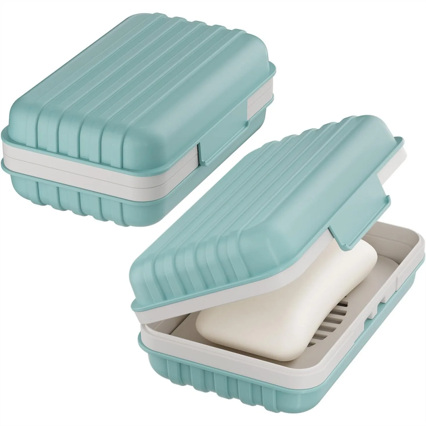 

Leakproof Bar Soap Holder with Lid for Shower, Portable Travel Soap Case for Gym Camping Hiking, Keeps Soap Dry, Blue