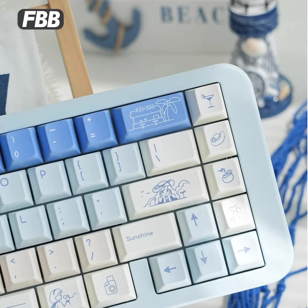 

Колпачки для клавиш FBB, праздничные небесно-голубые, милый стиль, подходят для большинства 61/68/84/87/96/100/104/108, механическая клавиатура, аксессуар для клавиш «сделай сам»