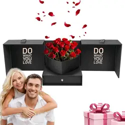 Valentines Box Festival Box with Satin Ribbon Flower Box with Drawer and Satin Ribbon Paper Boxes for Valentine's Day Mother's