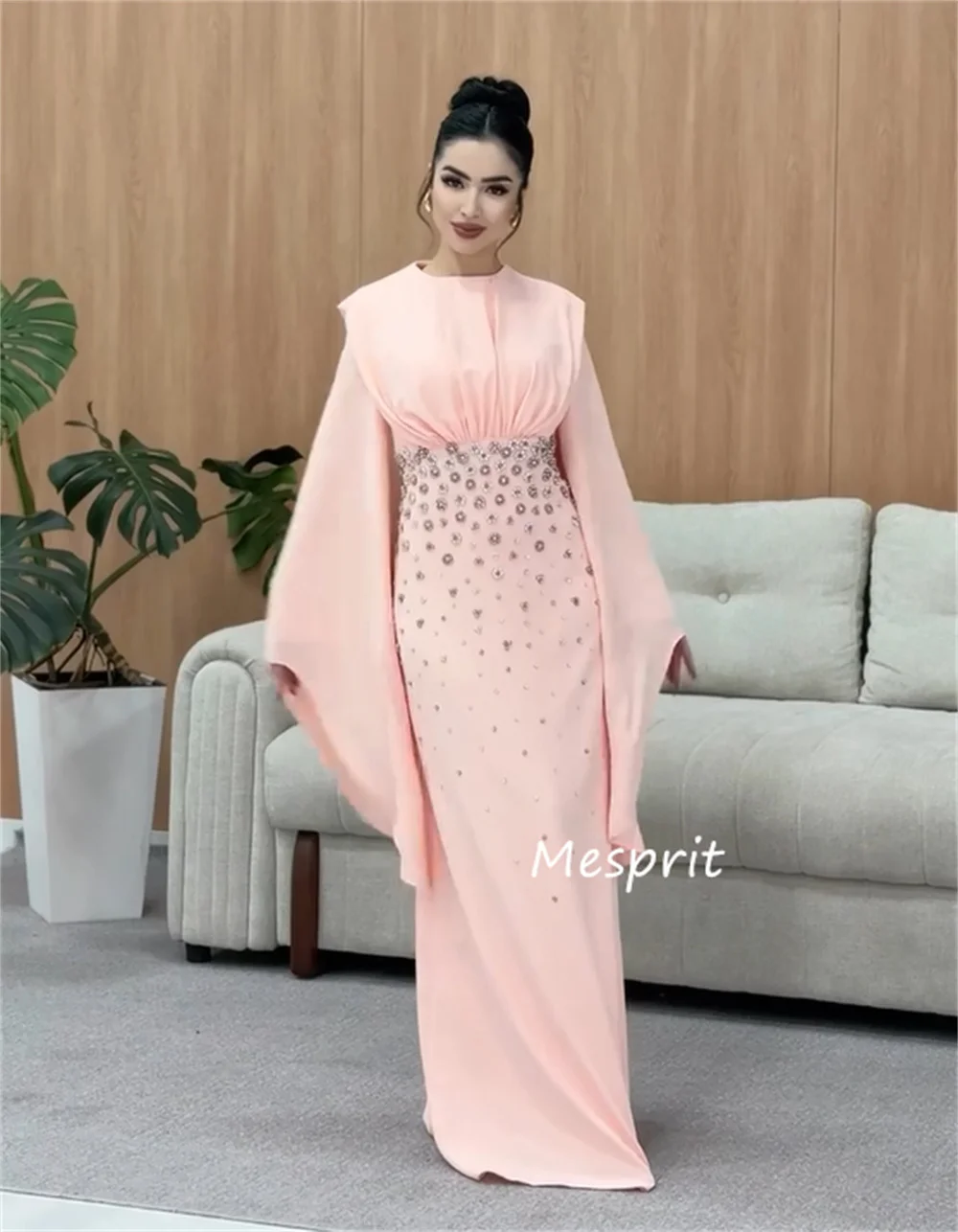 تخصيص عالية الجودة جيرسي الطية مطرزة مستقيم جوهرة فساتين طويلة مخصصة مناسبة العودة للوطن مطابقة #3