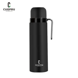 Matte Black Vacuum Insulated Bottle for Yerba Mate, Coffee, Tea, Water, 33.8 oz Stainless Steel Thermal Bottle Flask, Wide Mouth