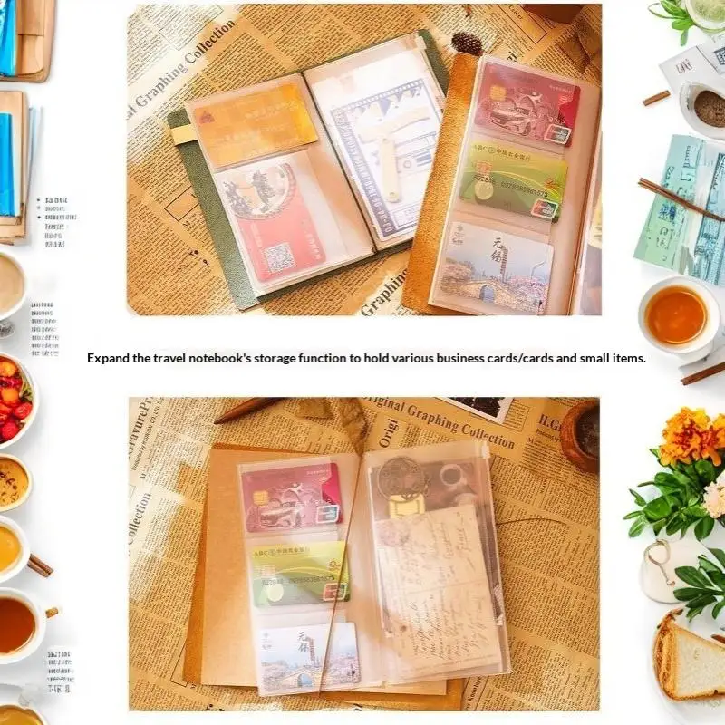 PVC-Reißverschlusstasche für Midori Travelers Notebook Journal Planner Zubehör Kartenhalter Aufbewahrung Standard/Tasche/Reisepass – Detail 16