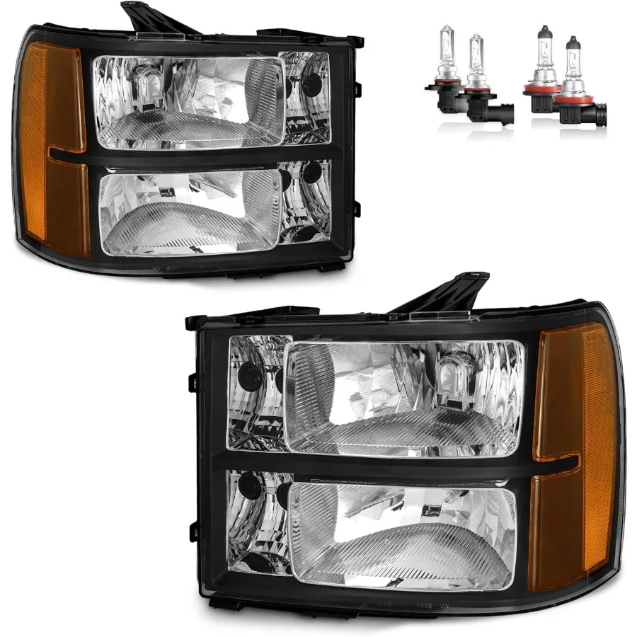 

Фара в сборе для 0713 GMC Sierra 1500 и 0714 Sierra 2500 HD 3500 HD Замена фар с черным корпусом для водителя