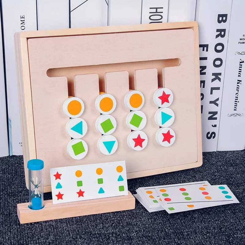 Kids Baby Montessori Wooden Color Shape Matching Cognition Board Logical Reasoning Training Learning Box Early Educational Toys