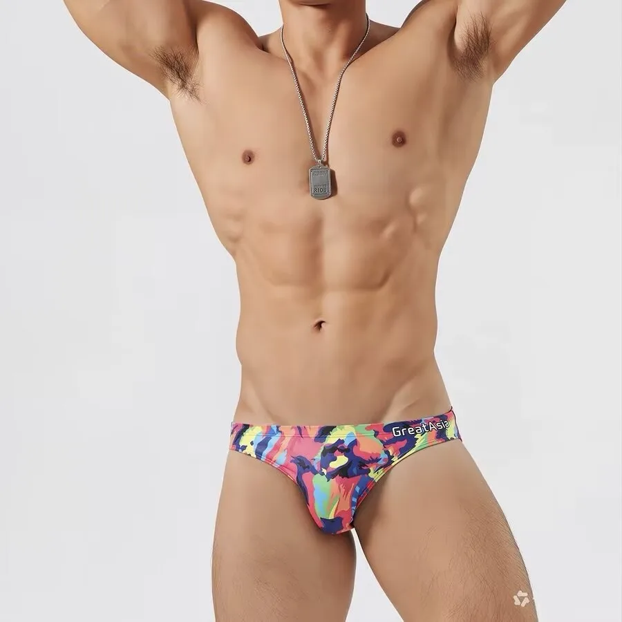 Men's triangle sexy low waisted white swimming narrow edge beach hot spring swim pants 2775