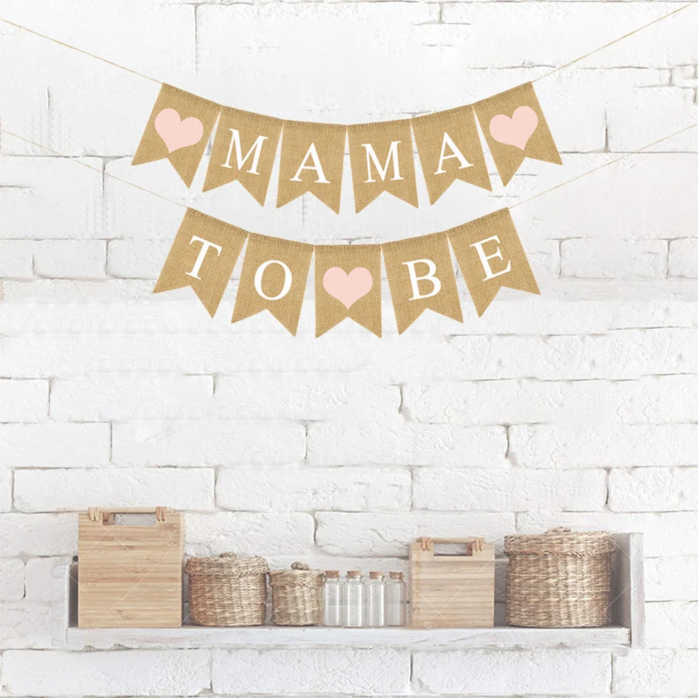 

Burlap Swallowtail Banner Pink Heart Linen Hanging Decoration Party Wedding Outdoor Indoor Use Pull Flag