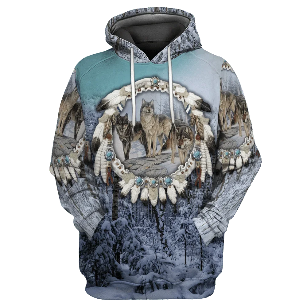 

Beautiful Tribal Native Wolf 3D All Over Printed Men Hoodie Autumn Unisex Sweatshirt Pullover Casual Streetwear Big Size