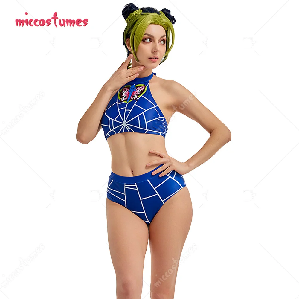 Women s Two-Piece Swimsuit Spiderweb Prints Bathing Suit Cosplay Costume Set