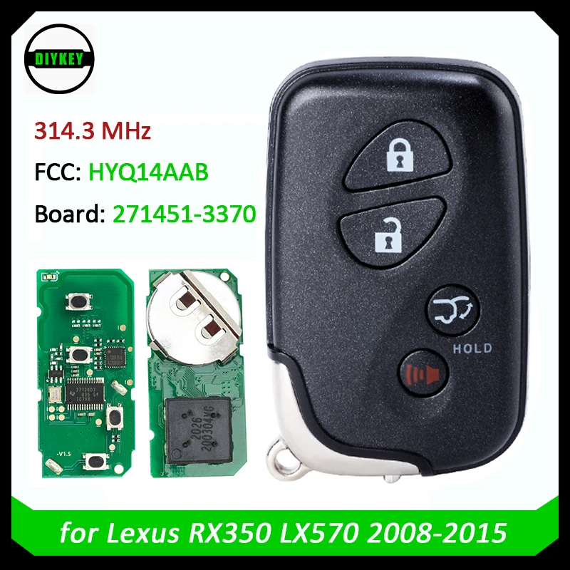 

DIYKEY 271451 -3370 314,3 МГц для Lexus RX350 LX570 2008-2015 смарт-карта, дистанционный брелок без ключа HYQ14AAB