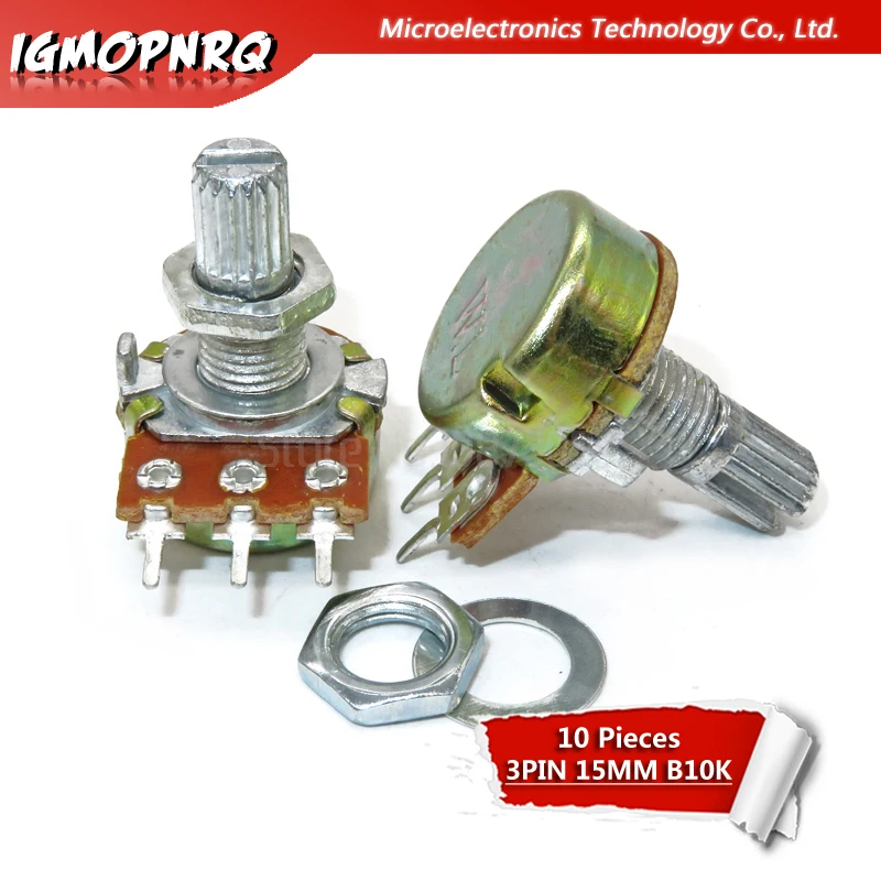 

10PCS WH148 Potentiometer 3PIN 15mm Shaft With Nuts And Washers WH148 B1K B2K B5K B10K B20K B50K B100K B250K B500K B1M
