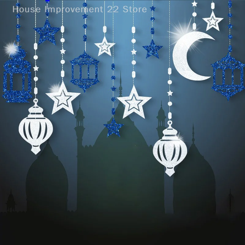 Ramadan Medio Oriente Festival Decorazione per feste a tema Stella Luna Ciondolo Luna Festival Atmosfera Layout Tirare ciondolo fiore