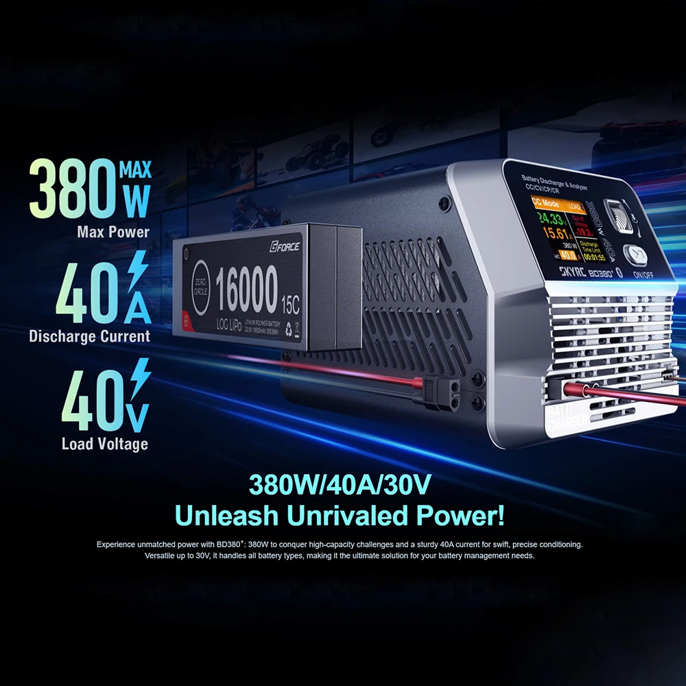 SKYRC BD380+ Battery Discharger Analyzer 380W 40A 40V Four Modes CC/CP/CR/CV Battery Burst Power Boosted Designed for RC Models
