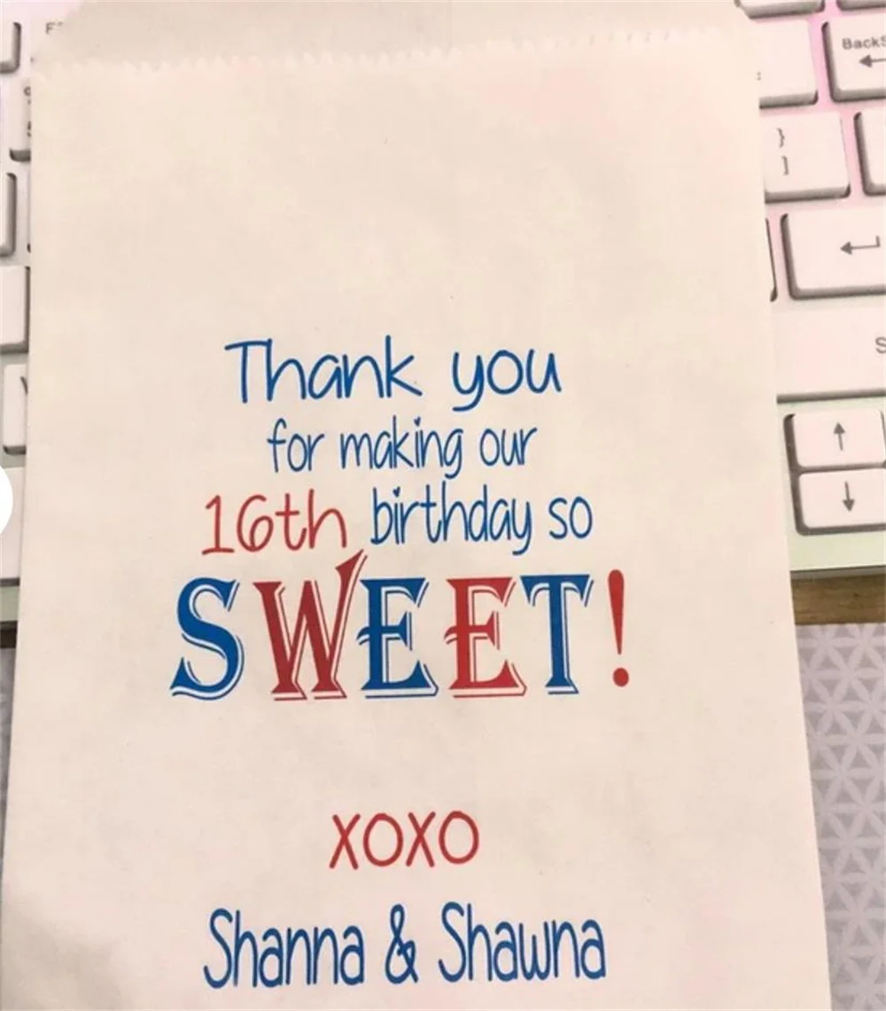 50 Sweet 16 Party, Birthday Bags, Sweet 16 Party Bags, Birthday Party Favor Bags