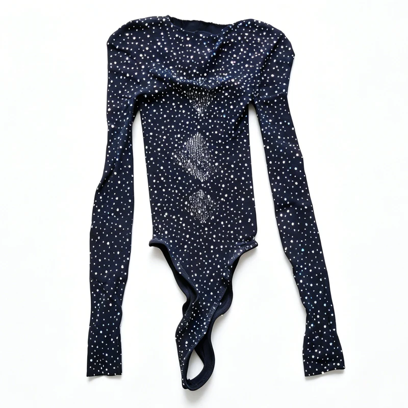 Damen Bodystocking Netzstrumpf Strass Bodysuit Transparenter Mesh Nachtclub Sexy Dessous Unterhemd Romper für Frauen Unterhemd – Detail 1