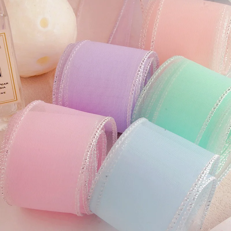 

4cm Silver Edge Crinkle Ribbon for DIY Hair Bows, Shoe Flowers, Craft Accessories (22 Yards/Roll)