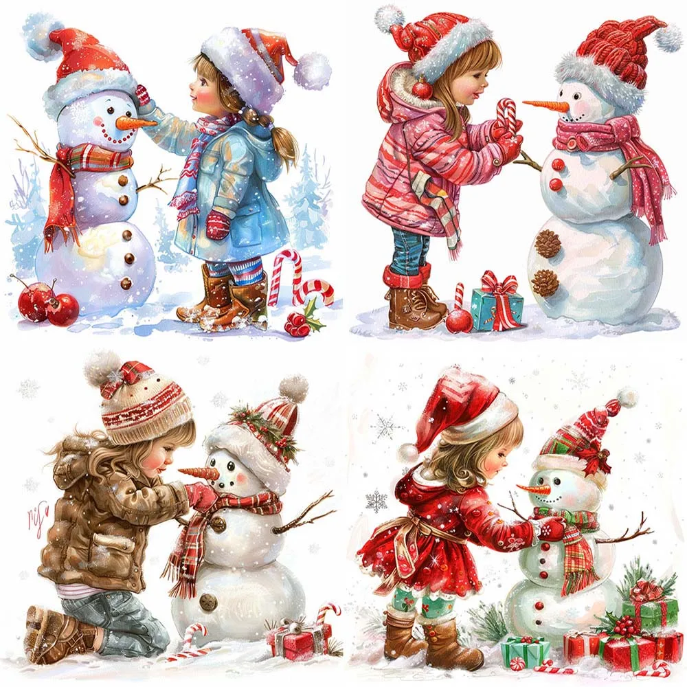 Christmas Girl Snowman Stickers Pack Varied for Kid Crafts Scrapbooking Luggage Notebook Car Aesthetic Decoration Graffiti Decal