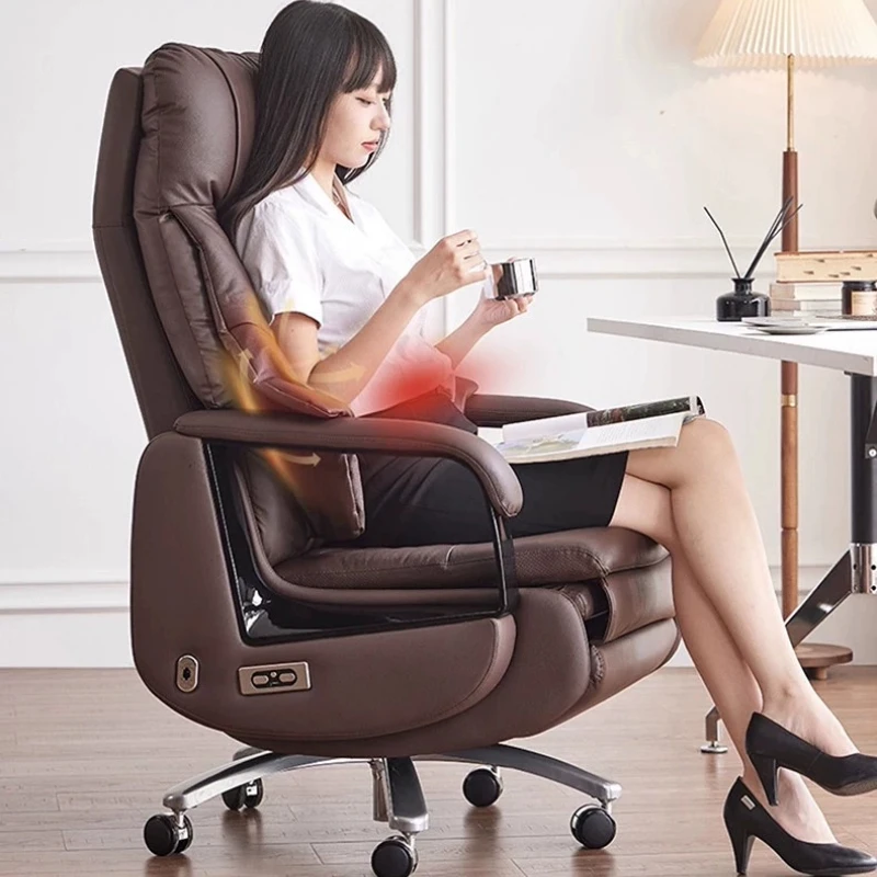 Electric Executive Office Seating Top Leather Ventilation Heating Massage Work Furnish Zero-Gravity Recline Rest Furnishing