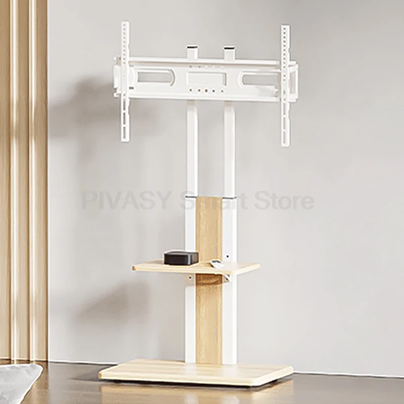 Left/Right Height Adjustable TV Floor Stand for 32-75 Inch Screens Mobile TV Cart Load Bearing 55KG Tv Rolling Holder with Tray