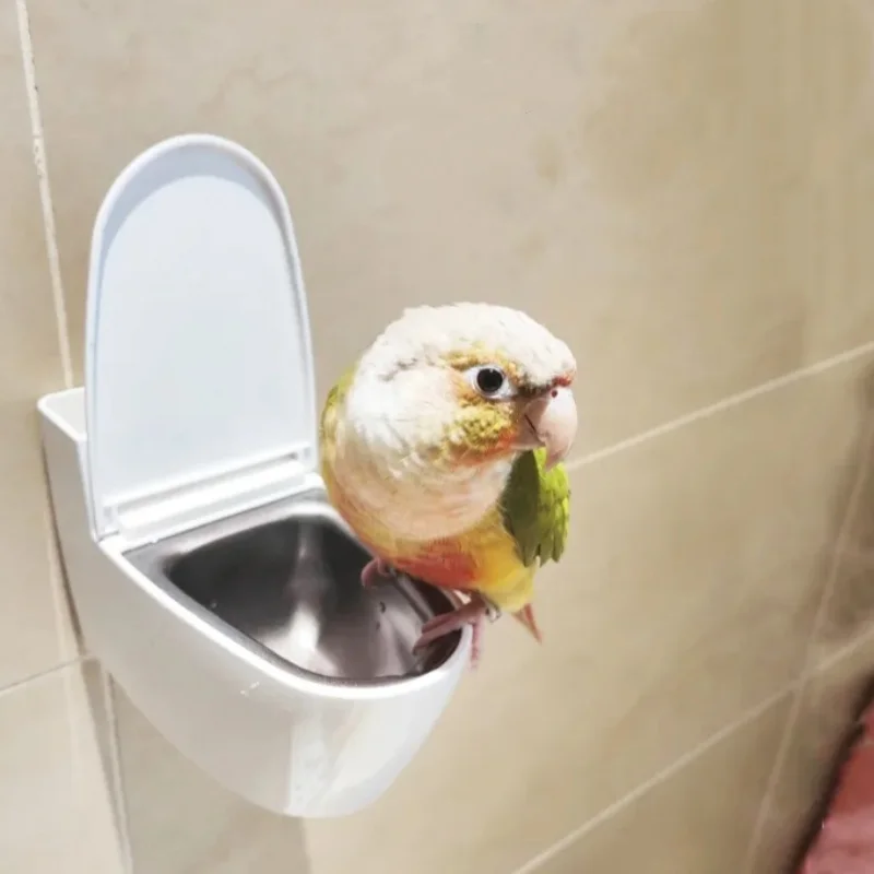 Wall-Mounted Parrot Toilet with Detachable Flushing System,For Peony Parrots and Small Birds,Easy-Clean Bird Cage Accessory ﻿