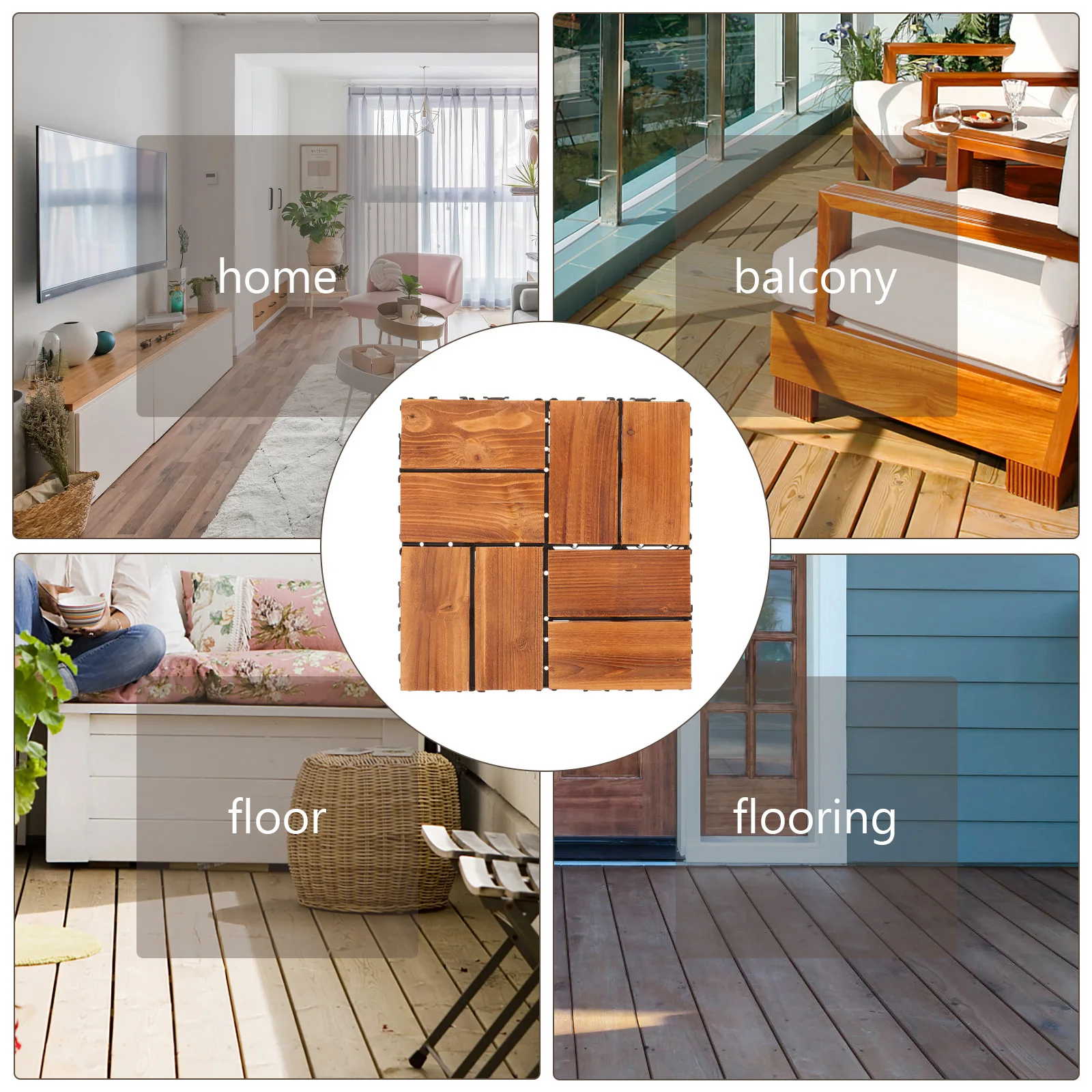 

Hardwood Flooring Light Brown Wooden Tiles for Grass Balcony Outdoor Patio Floor Durable Interlocking Deck Garden Pathway Porch