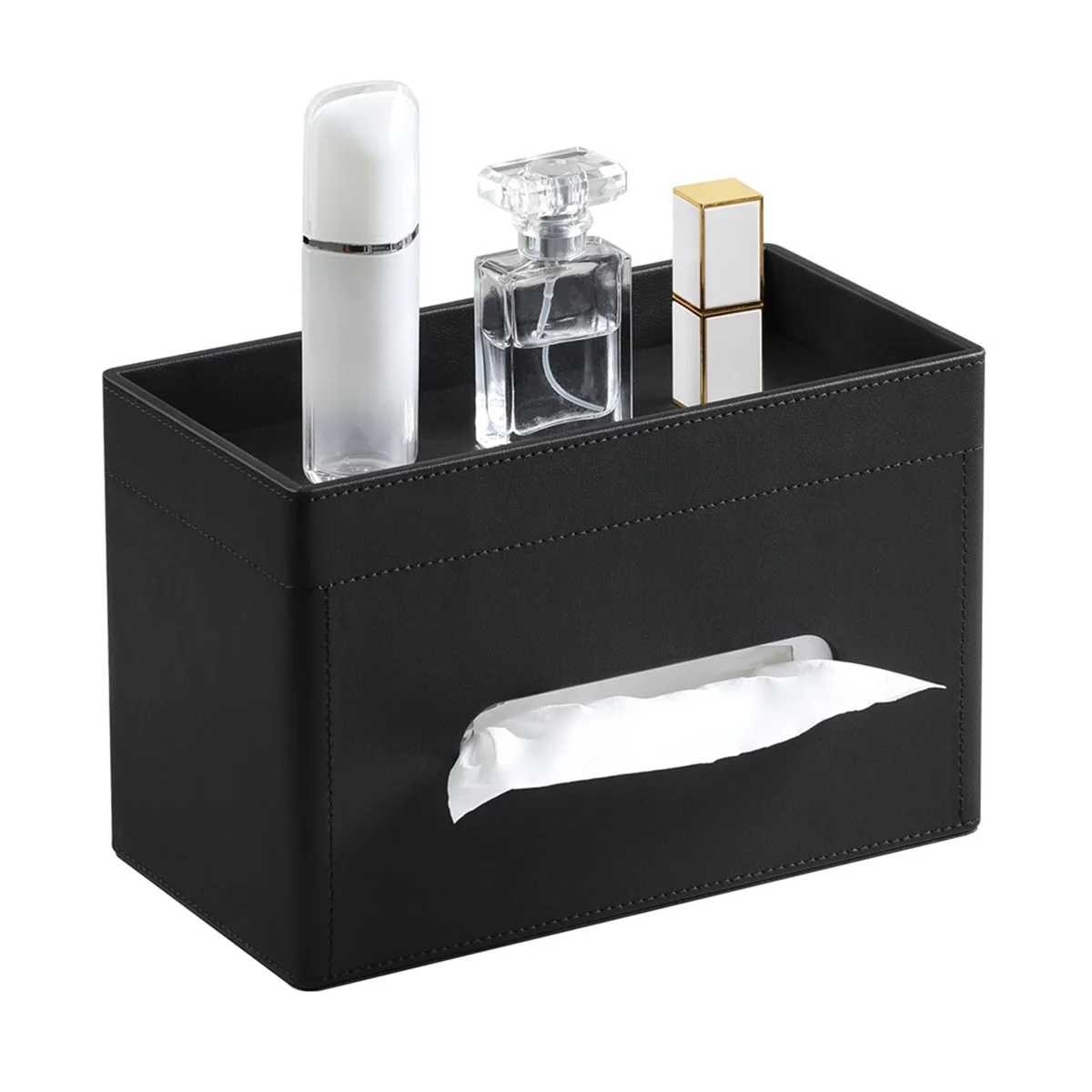 N38R_Plus Size Tissue Box Cover Rectangle, Organizer Tissue Holder black
