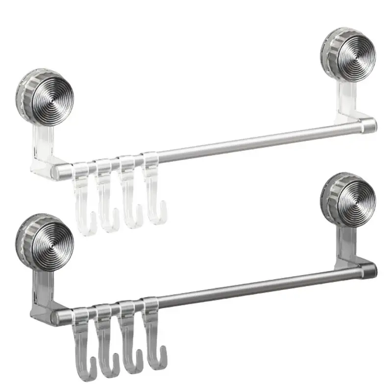 Suction Cup Towel Bar Portable Home Bathroom Storage Organizer Detachable Shower Towel Rack For Home And Apartments Bathrooms