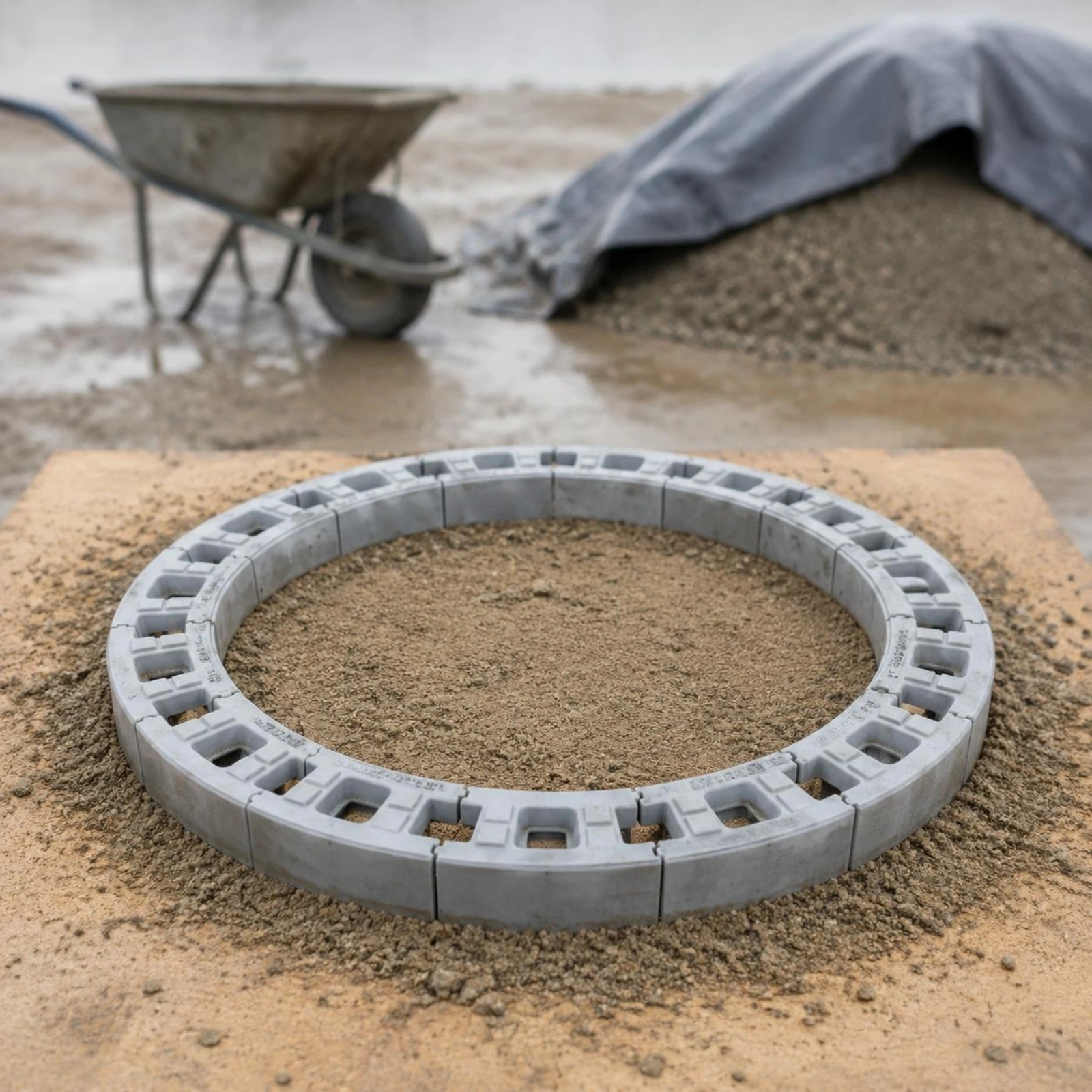 

Circular Well-Wall Mold Interlocking Sections Circular-Shaped Well Wall Mold Reinforced Ribs Plastic