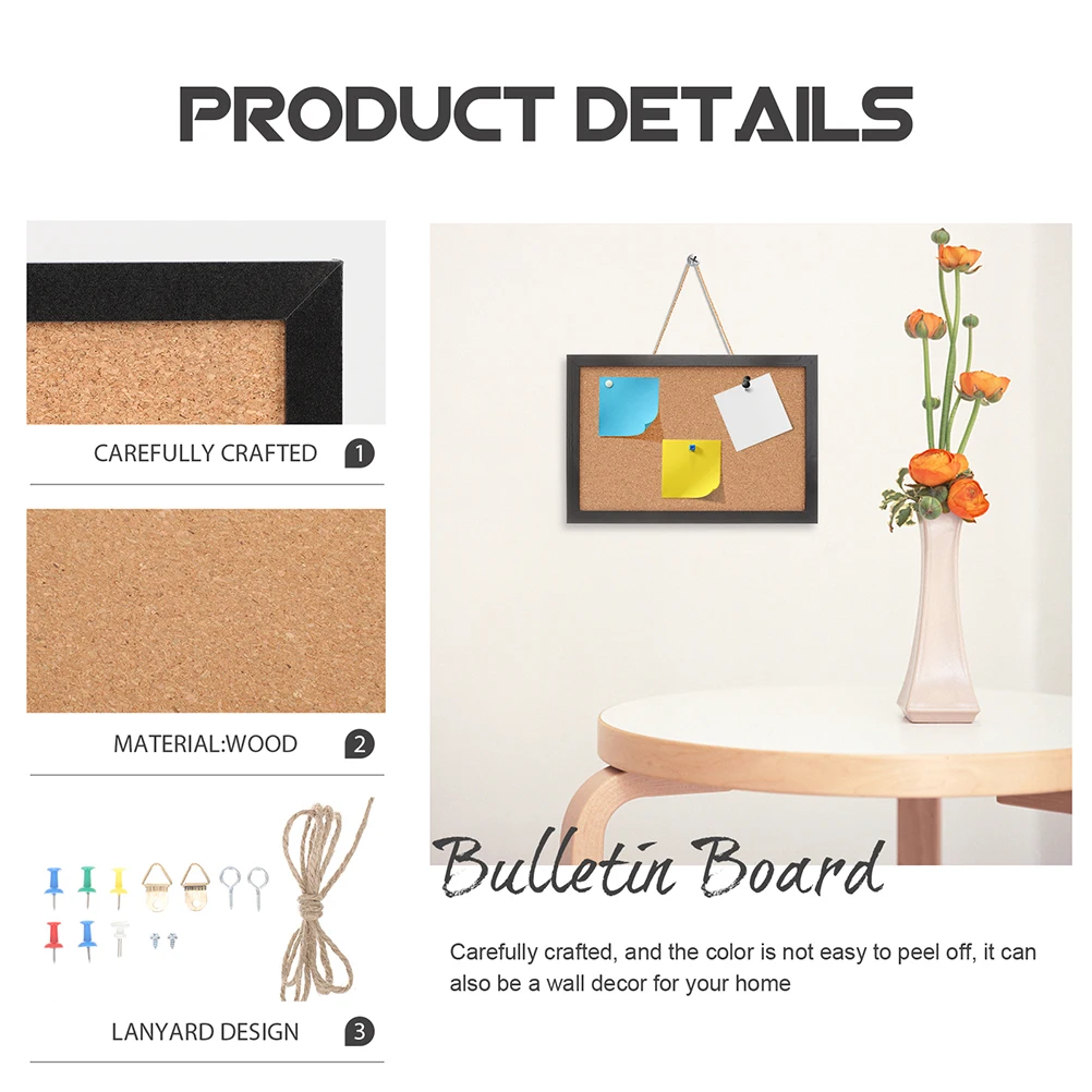

Cork Bulletin Boards for Walls Decorative Dorm Room Office Wall Decor Picture Board for Photos Memo Display Notice Items