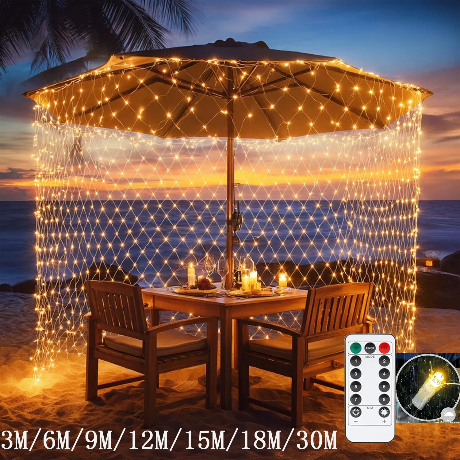 1.5M-18M LED Net Mesh Fairy Lights String Curtain Garland Outdoor Waterproof  For Christmas Tree Party Garden Wedding Decoration