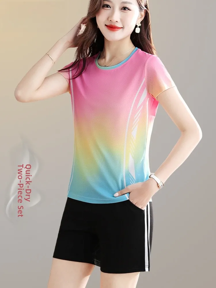 

TUCANO 2025 Summer New Ice Silk Qui Dry Running Sportswear Set Women's Faion Anti-aging Breathable Two-piece Suit