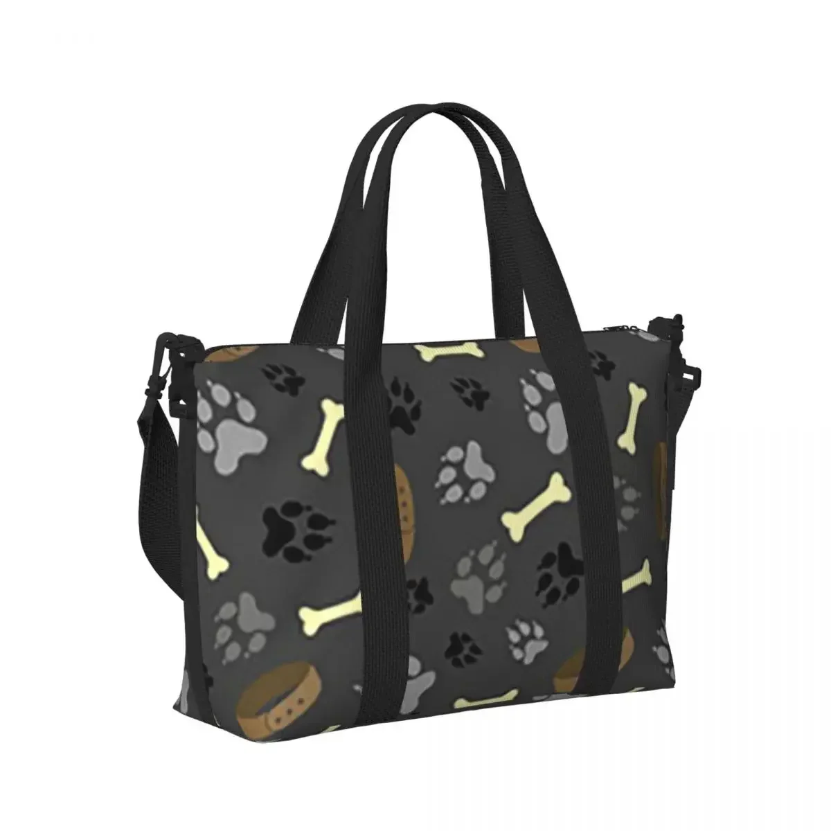 

Dog Paws And Bones Print Beach Travel Bag Large Capacity Tote Bags for Gym Yoga Women Shopping Duffle Shoulder Bag