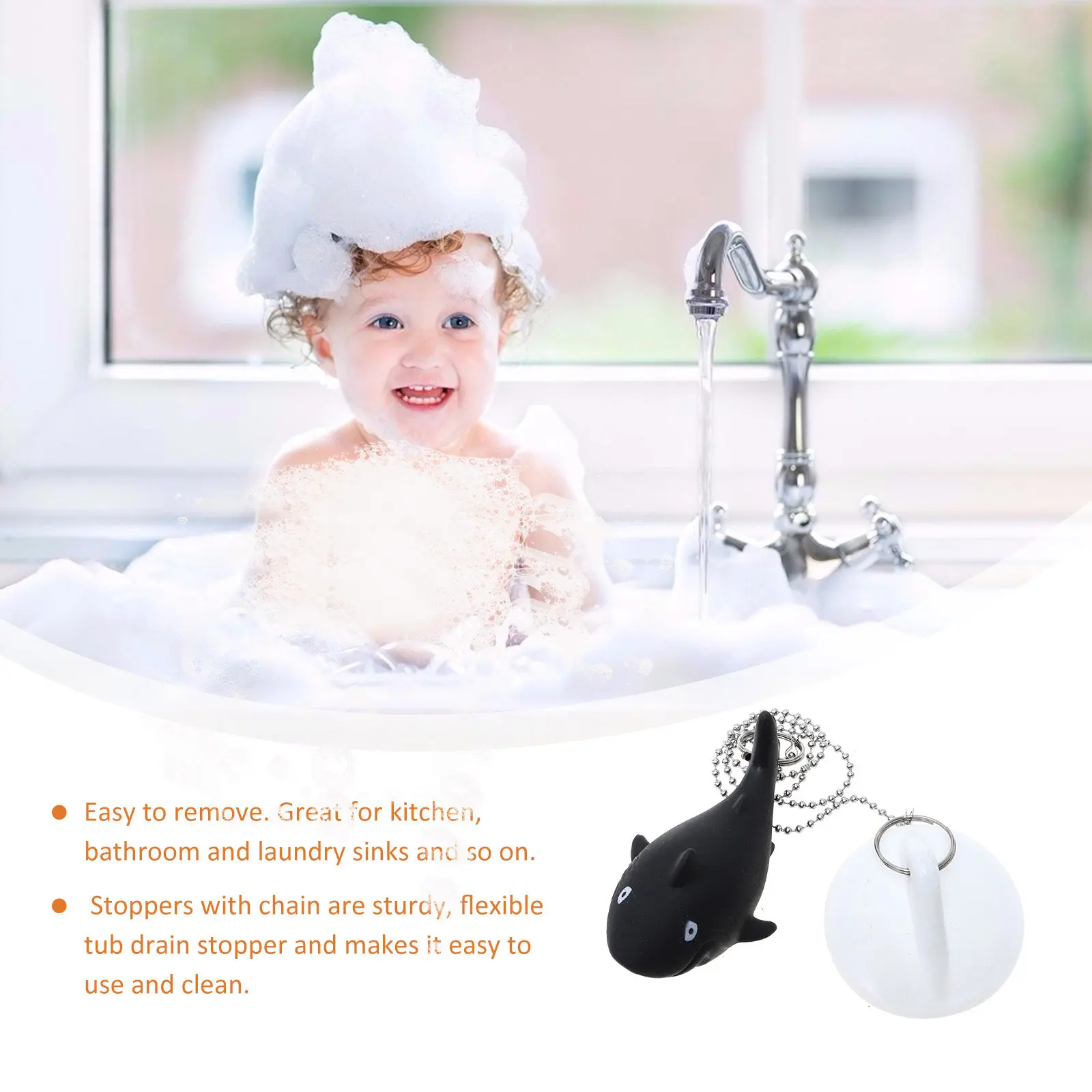 

Набор из 4 заглушек для слива в виде животных: для кухонных раковин, ванн, с цепочкой, для использования в ванных комнатах, прачечных и отелях