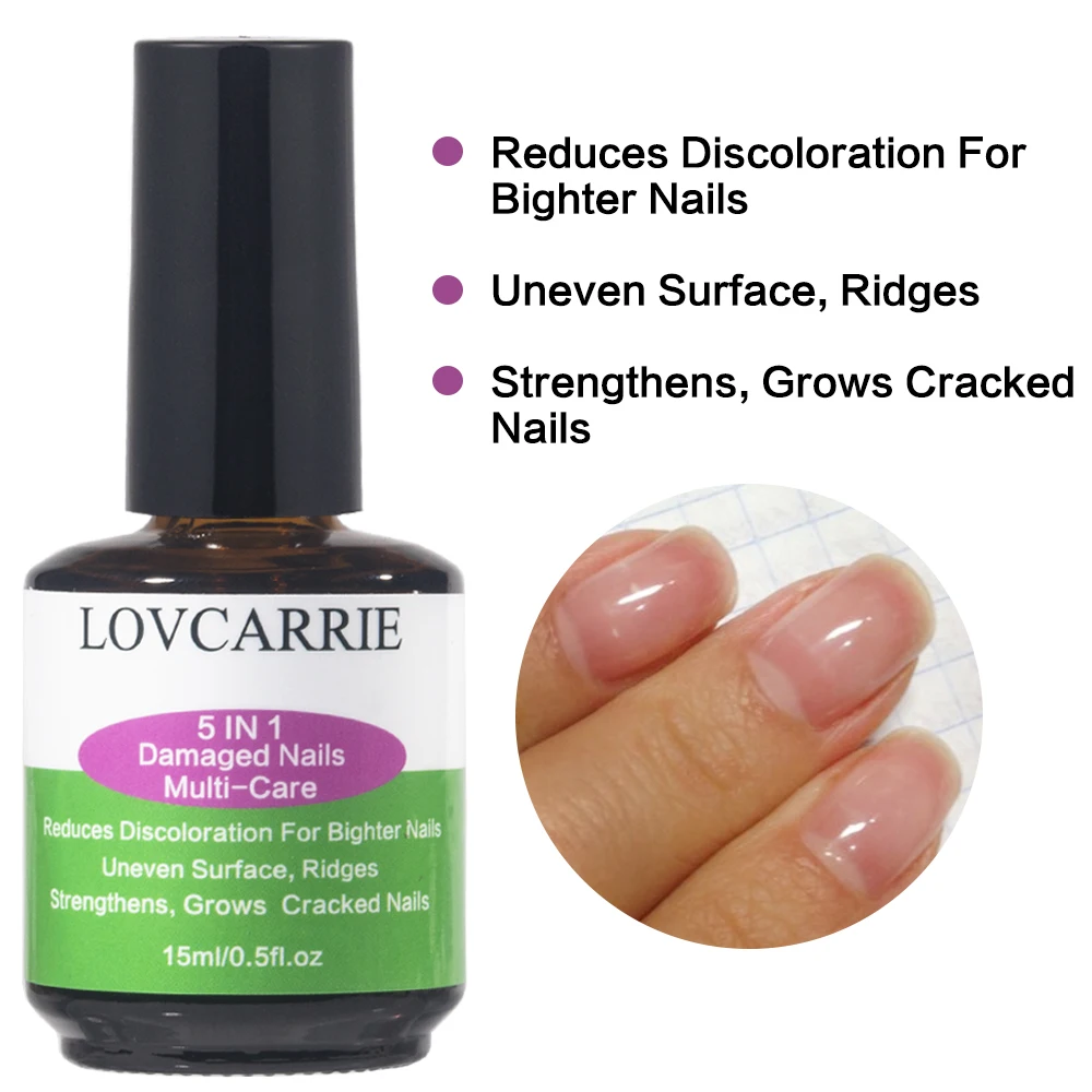 LOVCARRIE 5 IN 1 Nail Hardener Damaged Nails Multi-Care Repair Nail Growth Strengthener Normal Varnish Polish Manicure Fast Dry