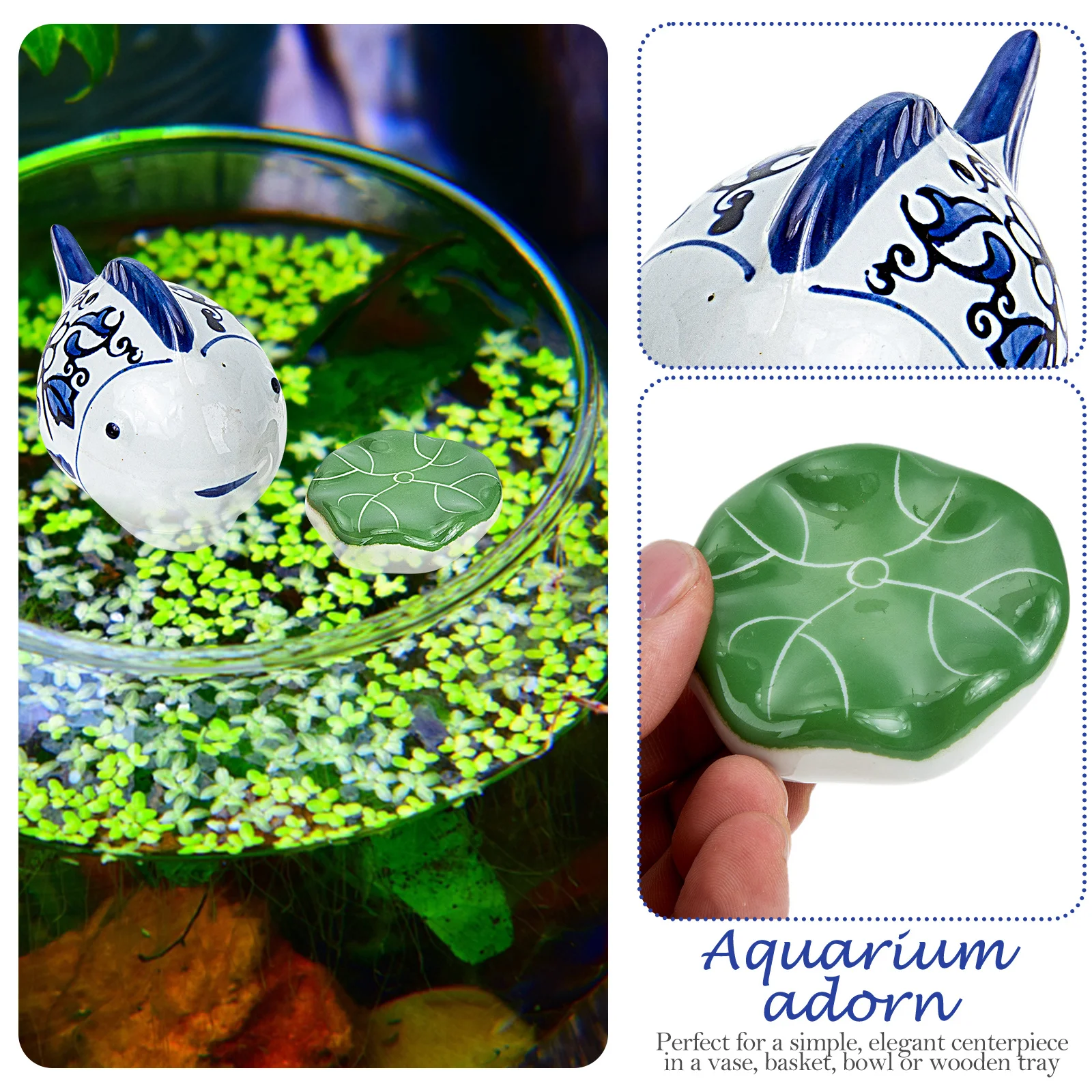 

3Pcs Ceramic Ball Floating Aquarium Decor Hand Painted Fish Tank Ornament Home Garden Decor Aquarium Accessories Nature Style