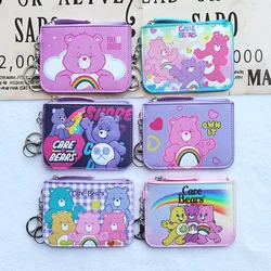 New Candy Color Care Bears Leather Zero Wallet Cartoon Zipper Bag Id Storage Anime Bag ciondolo decorazione Cute Girl Toys Gifts