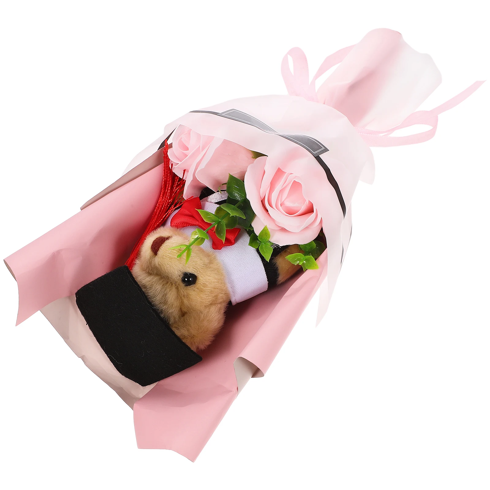 Bouquet di orsi di laurea Animali di peluche Fiori artificiali Regali per bambini in carta