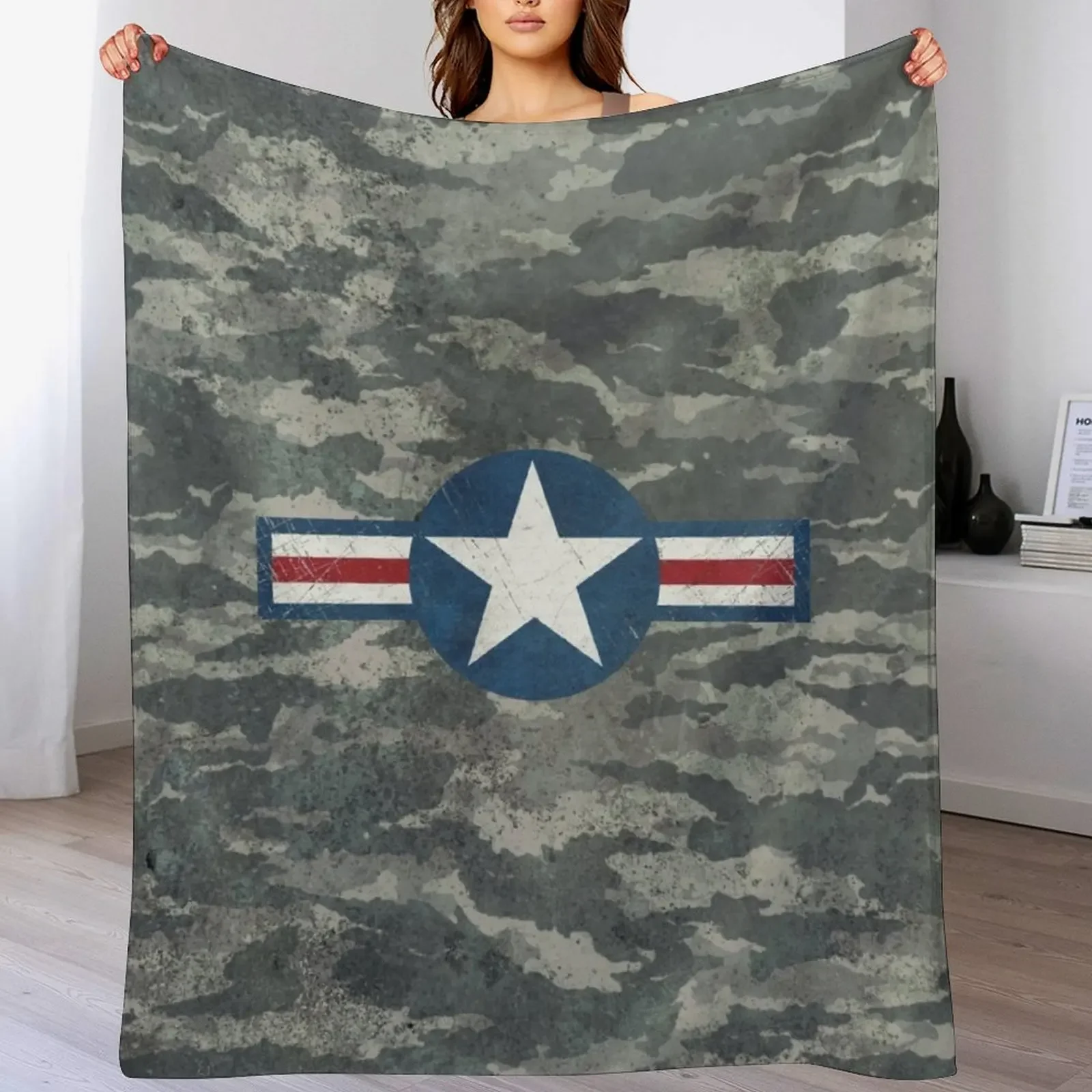 USAF Vintage Emblem Throw Blanket Soft Comfort Blanket for Reading Watching TV