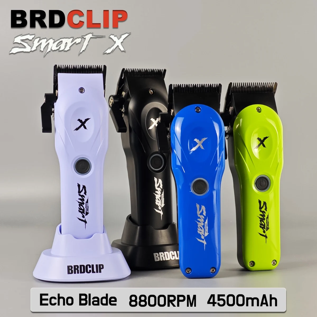 BRDCLIP ماكينة قص الشعر الكهربائية الاحترافية DLC شفرة تتلاشى 8800 دورة في الدقيقة محرك عالي السرعة مع قاعدة 4500 مللي أمبير في الساعة ماكينة حلاقة 4 ألوان