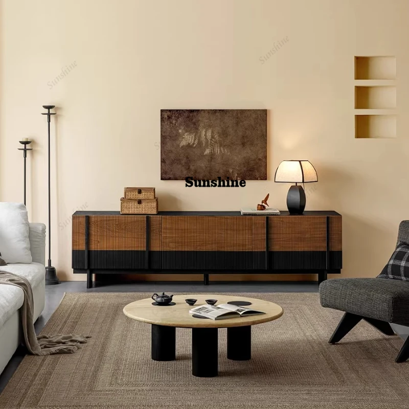 

Furniture, TV cabinet, teak living room, home floor against the wall, modern simple storage