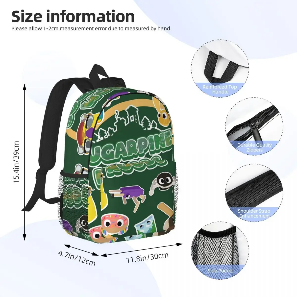 Sugarpine Woods Bugsnax Characters Kinda Bug Backpacks Boys Girls Bookbag Cartoon Students School Bags Rucksack Shoulder Bag