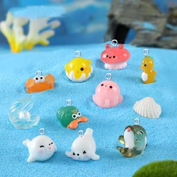 10pcs Cute Marine Animal Squid Octopus Whale Charms for Jewelry Making Resin Beach Pendant Craft Diy Earrings Keychain Finding