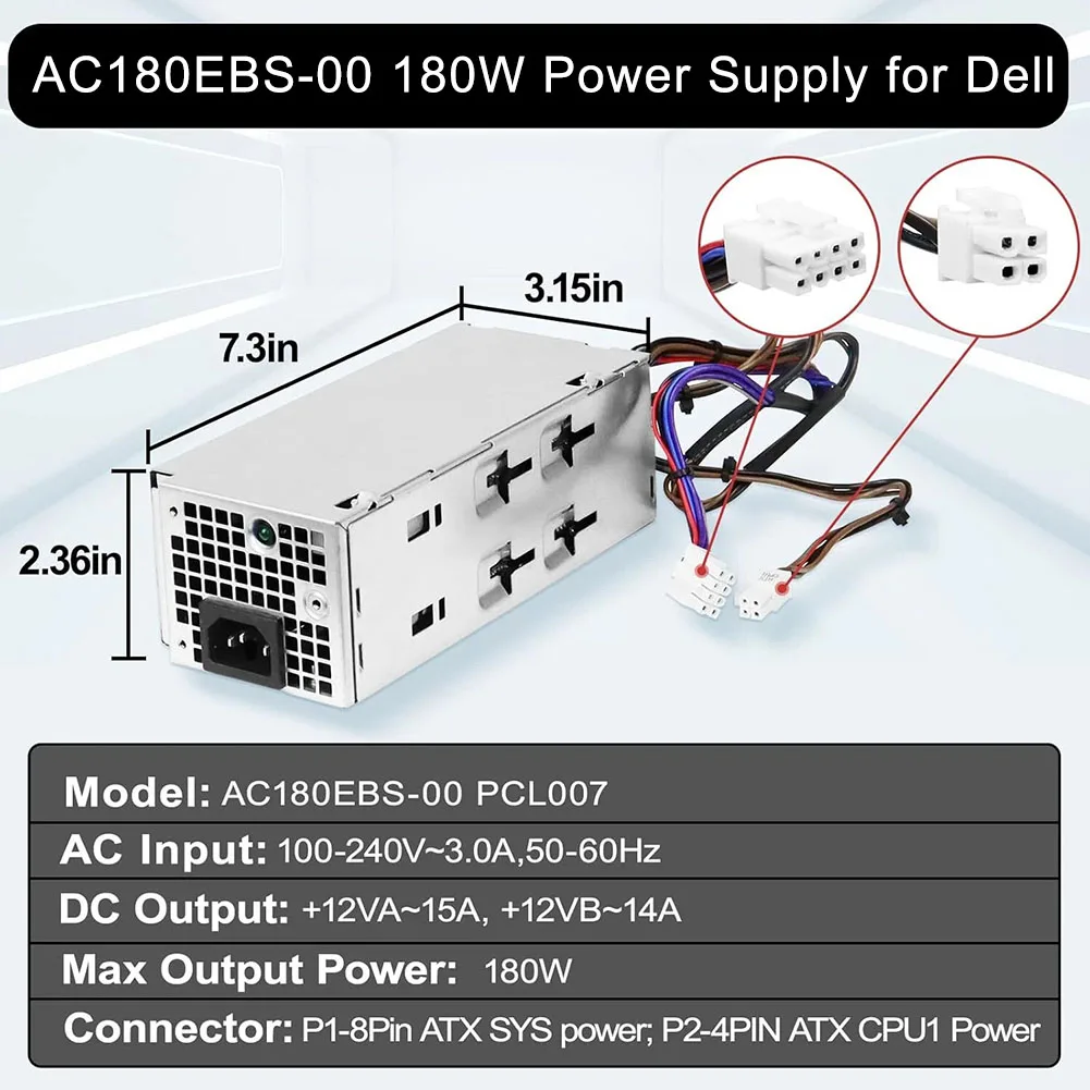 180W Power Supply AC180EBS-00 For Dell 3910 3690 3710 3020 Vostro F3J97 NC77H Desktop PC Adapter Tool Accessory Wholesale