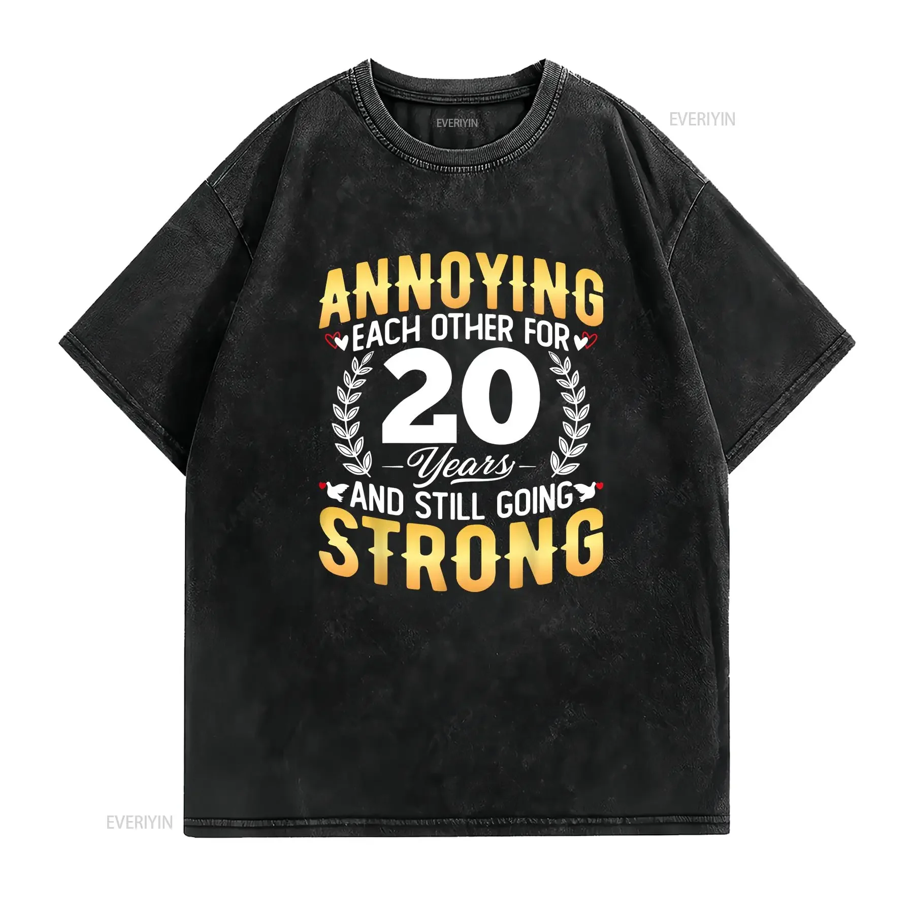 Annoying Each Other for 20 Years 20th Wedding Anniversary T Shirt  vintage Washed Slightly streetwear Casual Stylish Stretched